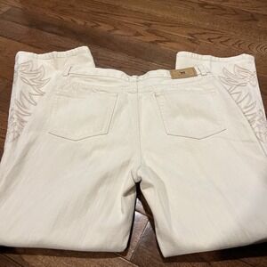 Ralph Lauren Cream Color Jeans Womens Size 10P Jeans Embroidered Legs